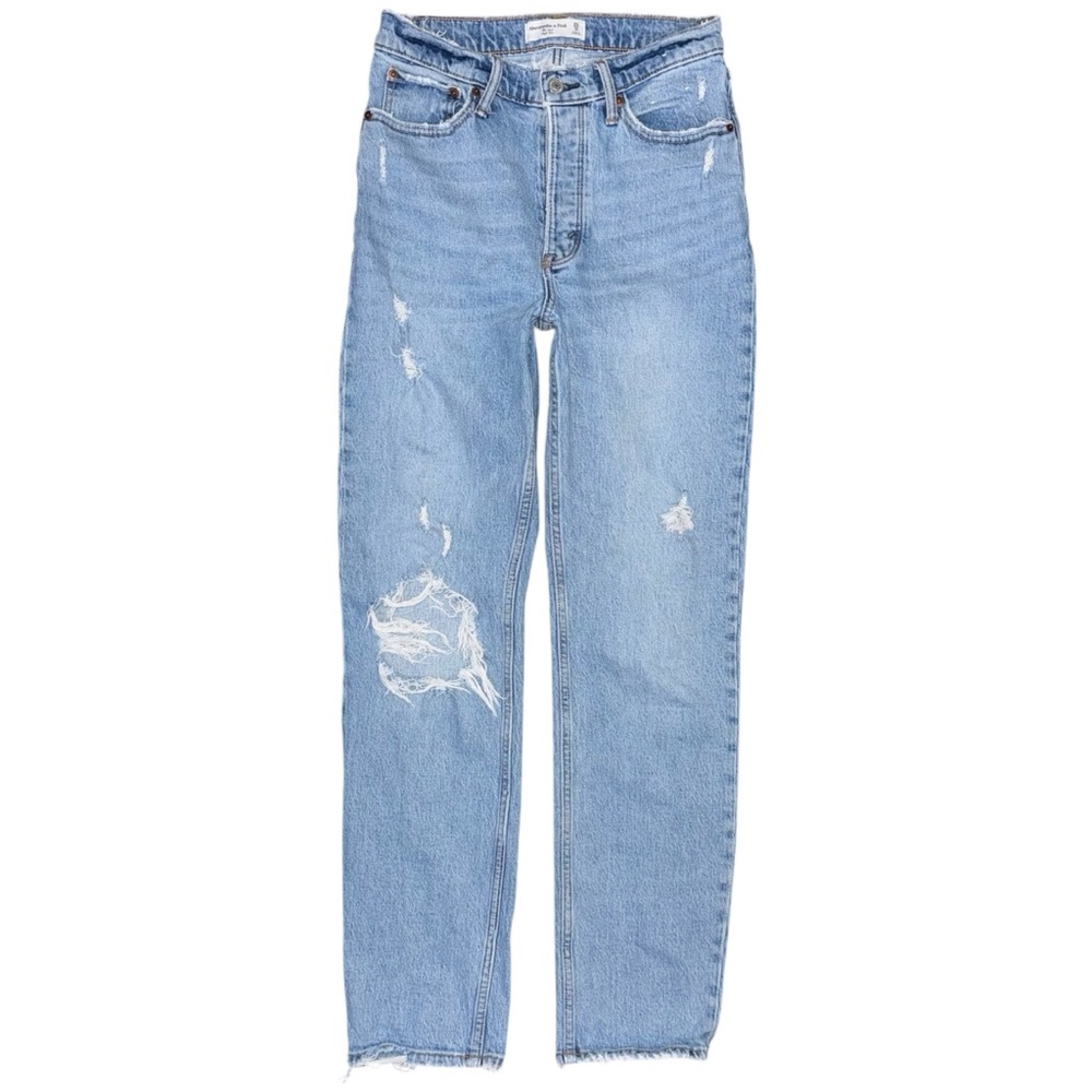 Abercrombie & Fitch The Dad Jeans High Rise Straight Leg Distressed 25 / 0 LONG